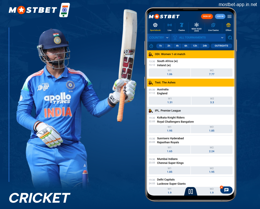 Cricket Betting for Indian Players Mostbet App