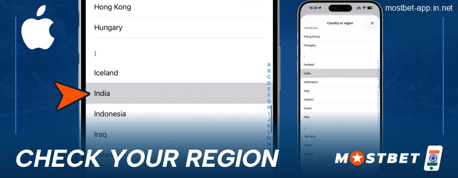 Select India in Mostbet App